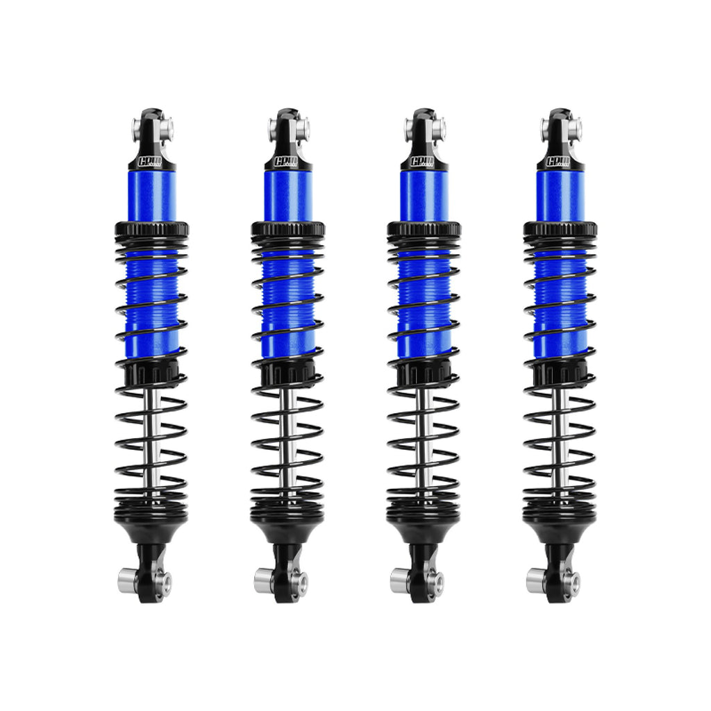 Aluminum 6061-T6 Alloy Front and Rear Adjustable Progressive 89mm Spring Damper Shock Absorber 4Pc Set For Vanquish 1:10 H10 Optic Kit / Yokohama RTR / Sparco RTR Rock Crawler Upgrades - Blue