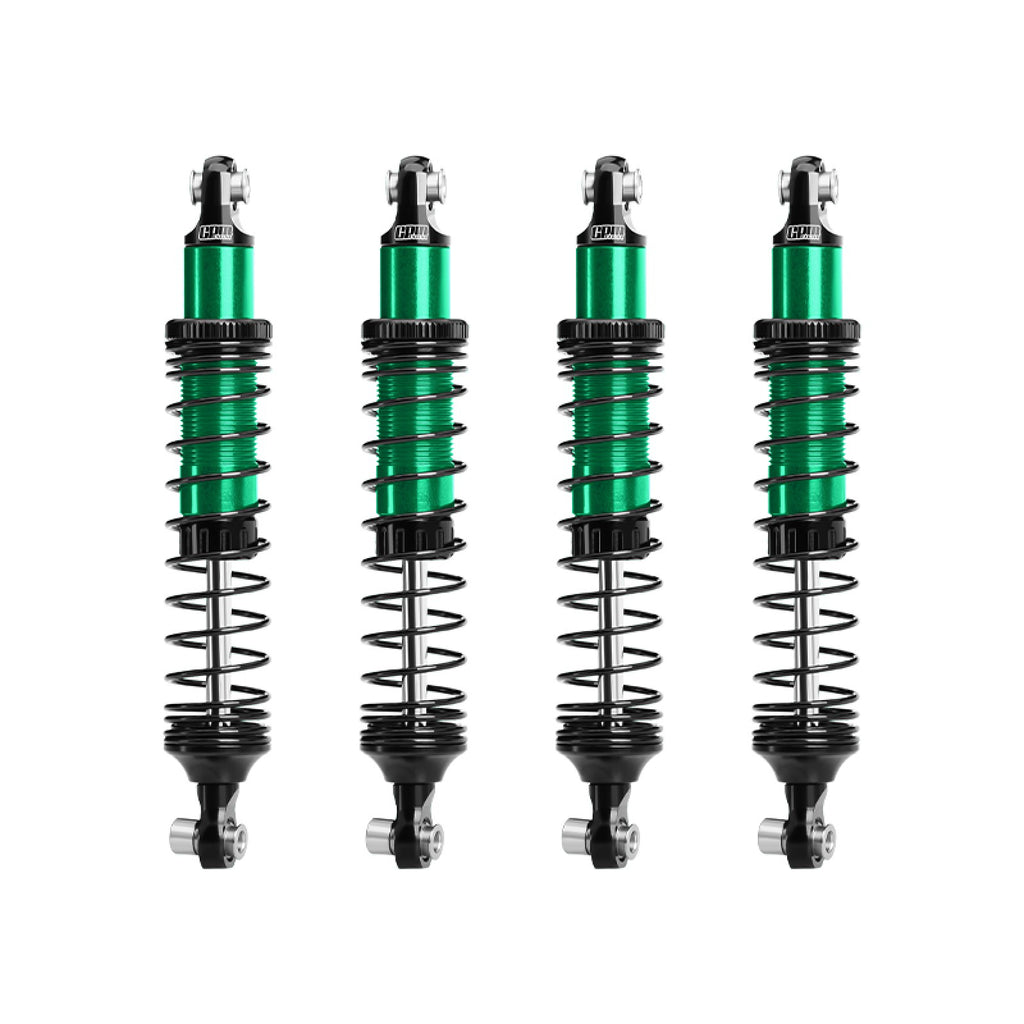 Aluminum 6061-T6 Alloy Front and Rear Adjustable Progressive 89mm Spring Damper Shock Absorber 4Pc Set For Vanquish 1:10 H10 Optic Kit / Yokohama RTR / Sparco RTR Rock Crawler Upgrades - Green