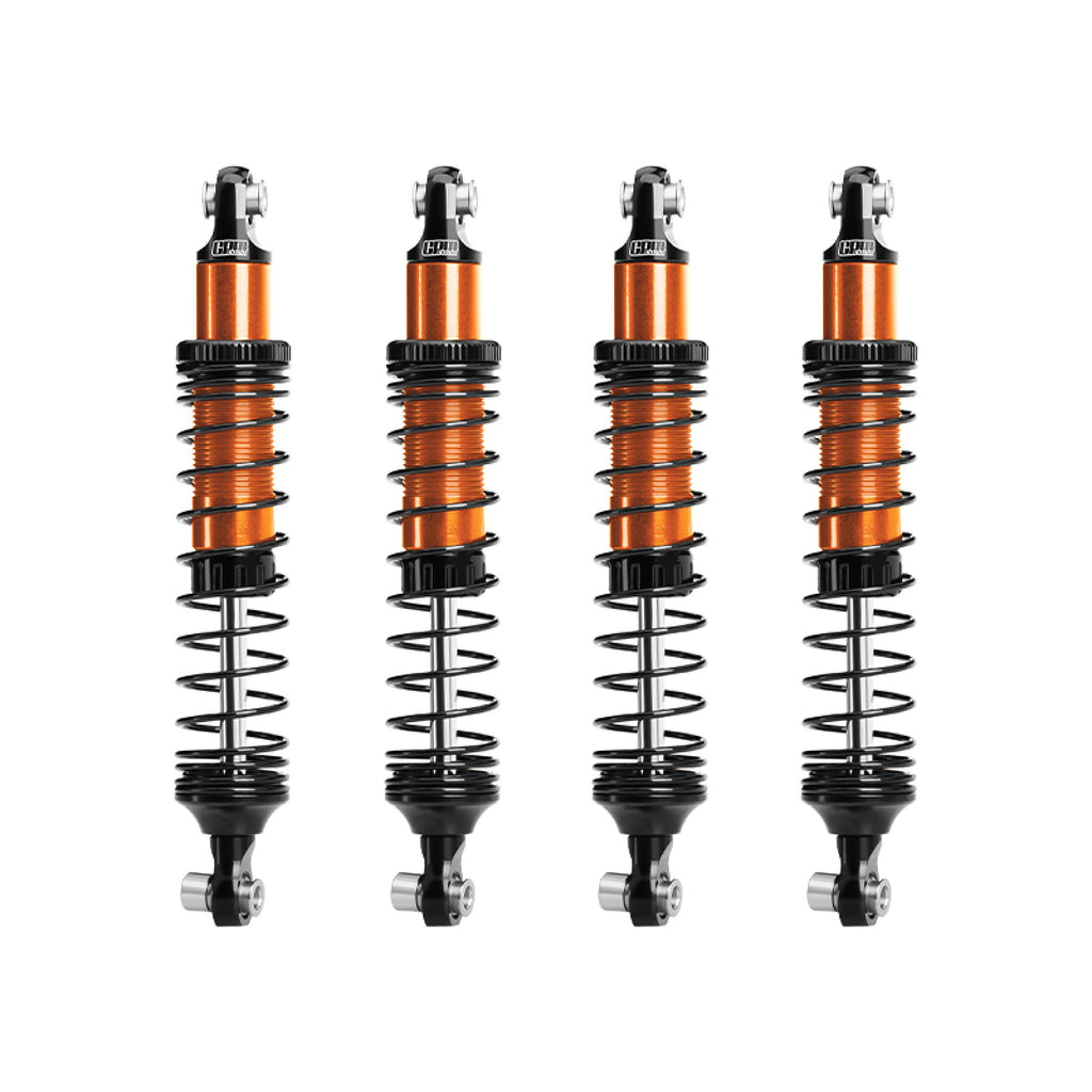 Aluminum 6061-T6 Alloy Front and Rear Adjustable Progressive 89mm Spring Damper Shock Absorber 4Pc Set For Vanquish 1:10 H10 Optic Kit / Yokohama RTR / Sparco RTR Rock Crawler Upgrades - Orange