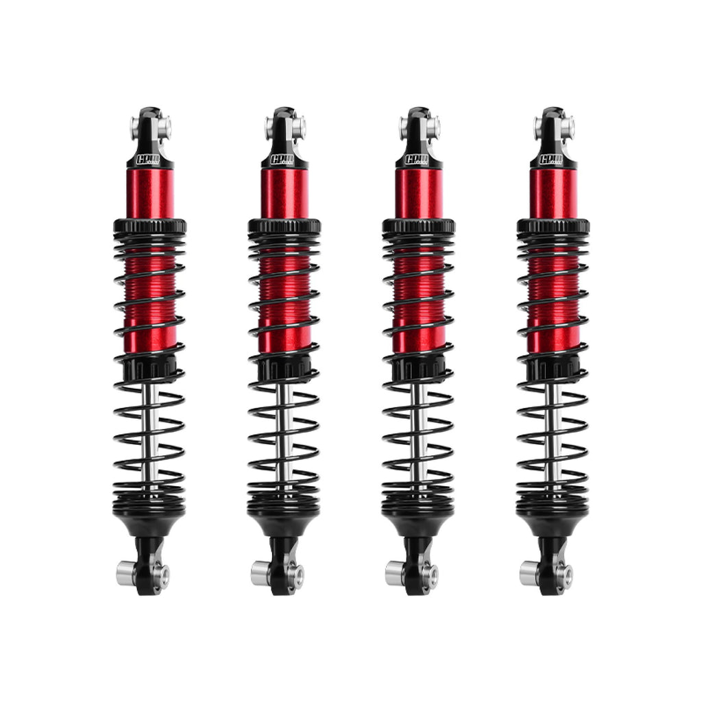 Aluminum 6061-T6 Alloy Front and Rear Adjustable Progressive 89mm Spring Damper Shock Absorber 4Pc Set For Vanquish 1:10 H10 Optic Kit / Yokohama RTR / Sparco RTR Rock Crawler Upgrades - Red