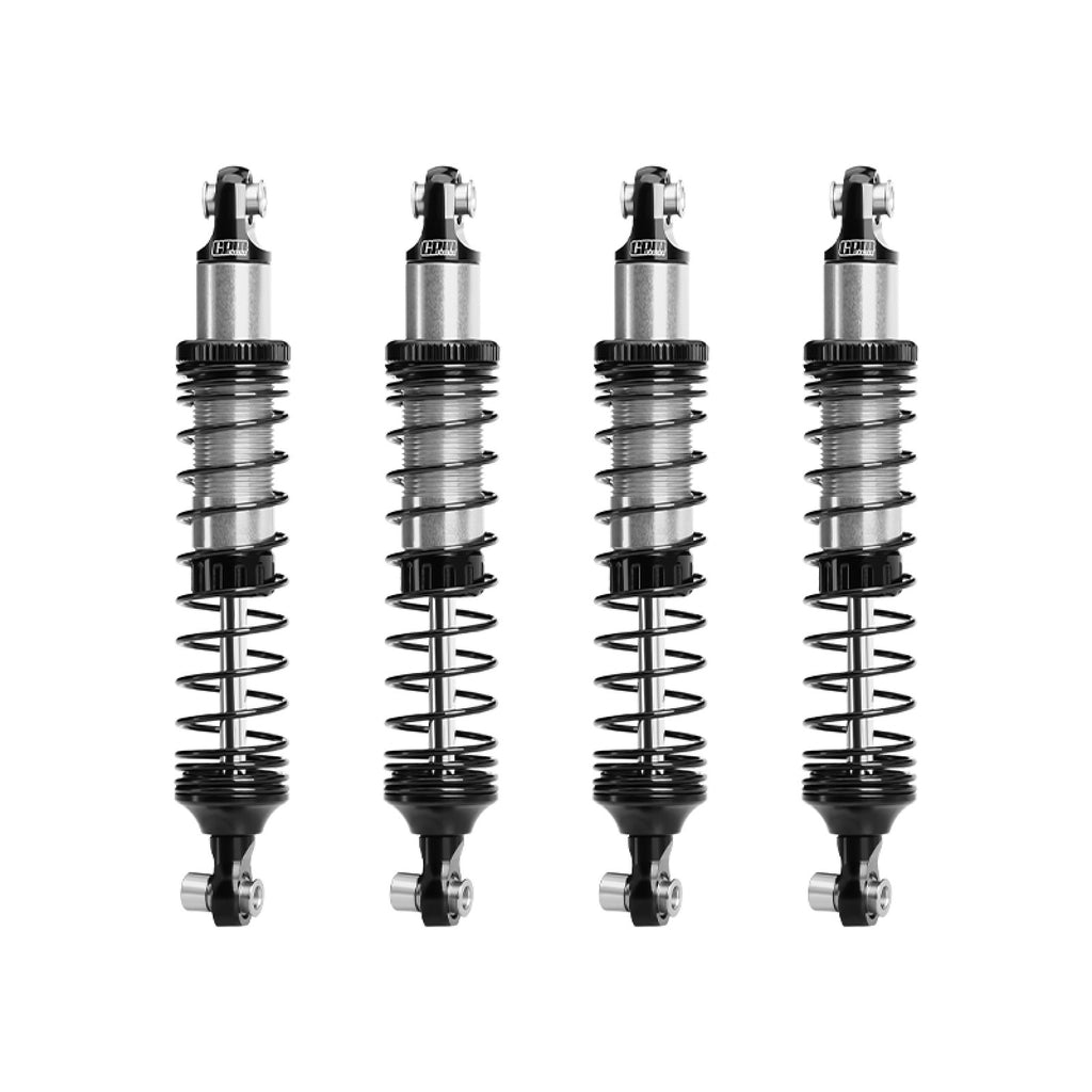 Aluminum 6061-T6 Alloy Front and Rear Adjustable Progressive 89mm Spring Damper Shock Absorber 4Pc Set For Vanquish 1:10 H10 Optic Kit / Yokohama RTR / Sparco RTR Rock Crawler Upgrades - Silver