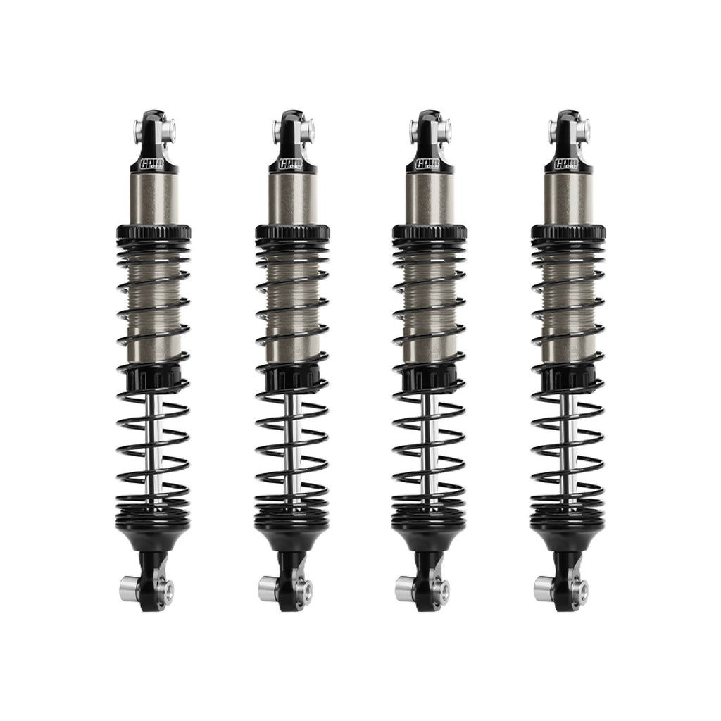Aluminum 6061-T6 Alloy Front and Rear Adjustable Progressive 89mm Spring Damper Shock Absorber 4Pc Set For Vanquish 1:10 H10 Optic Kit / Yokohama RTR / Sparco RTR Rock Crawler Upgrades - Titanium