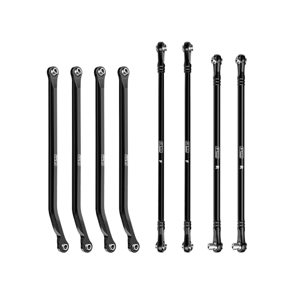 Aluminum 7075-T6 Alloy High-Clearance Upper & Lower Link Bar Set For Vanquish 1:10 H10 Optic Kit / Yokohama RTR / Sparco RTR Rock Crawler Upgrades - Black