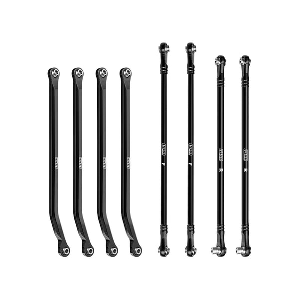 Aluminum 7075-T6 Alloy High-Clearance Upper & Lower Link Bar Set For Vanquish 1:10 H10 Optic Kit / Yokohama RTR / Sparco RTR Rock Crawler Upgrades - Black