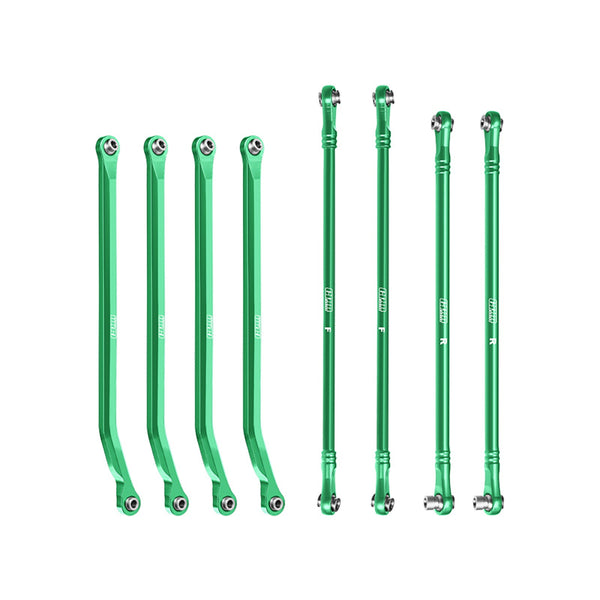 Aluminum 7075-T6 Alloy High-Clearance Upper & Lower Link Bar Set For Vanquish 1:10 H10 Optic Kit / Yokohama RTR / Sparco RTR Rock Crawler Upgrades - Green