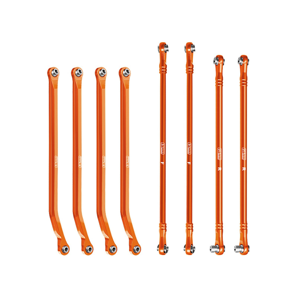Aluminum 7075-T6 Alloy High-Clearance Upper & Lower Link Bar Set For Vanquish 1:10 H10 Optic Kit / Yokohama RTR / Sparco RTR Rock Crawler Upgrades - Orange