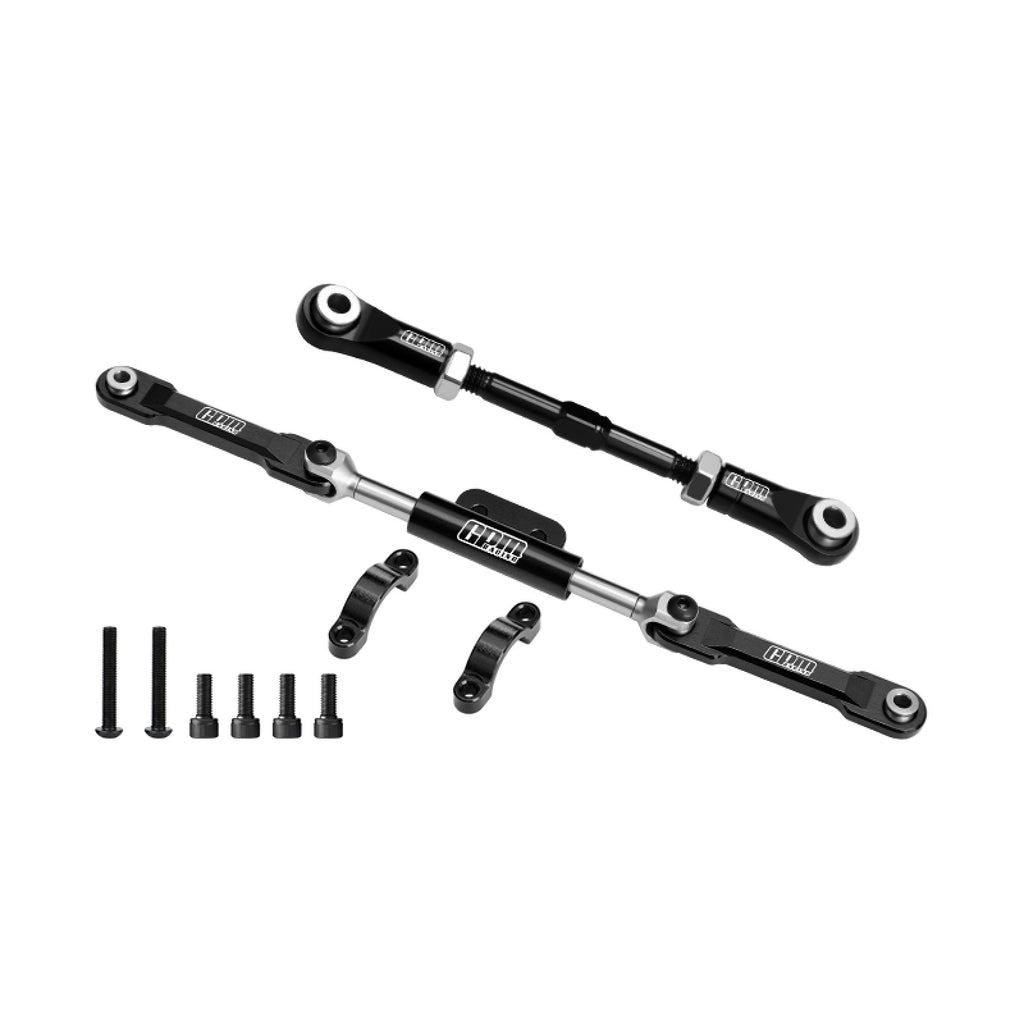 4140 Carbon Steel + Aluminum 7075-T6 Alloy Servo Link & Front Steering Link Set For Vanquish 1:10 H10 Optic Kit / Yokohama RTR / Sparco RTR Rock Crawler Upgrades - Black