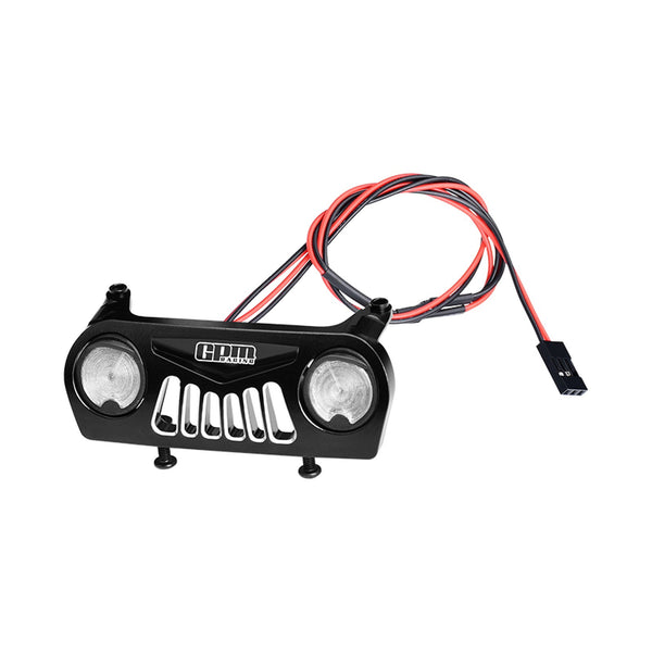 Aluminum 7075-T6 Alloy Front Bumper With White Light For Vanquish 1:10 H10 Optic Kit / Yokohama RTR / Sparco RTR Rock Crawler Upgrades - Black