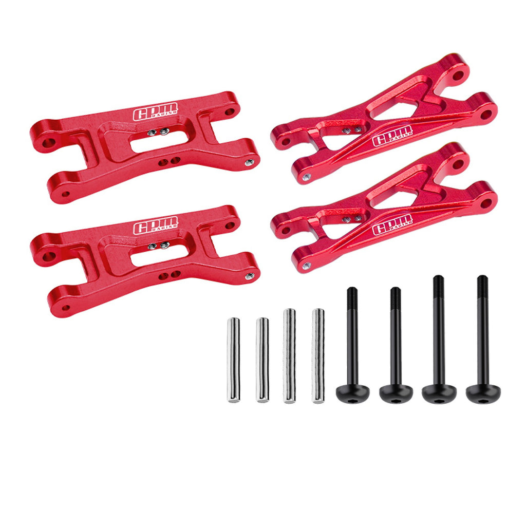 7075 Alloy Front & Rear Lower Arms Aluminium Upgrade Combo for LOSI 1:24 Micro-B 2WD Buggy RTR-LOS00007 / 1:28 Micro-T 2S 2WD RTR Stadium Truck-LOS-1392 Upgrades - Red