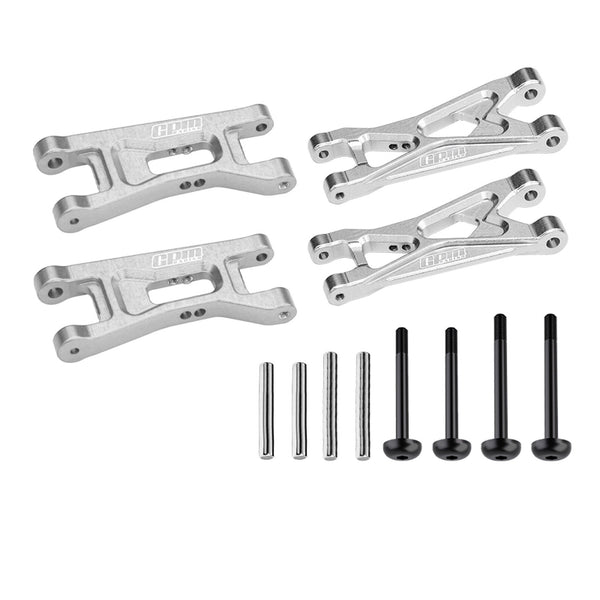 7075 Alloy Front & Rear Lower Arms Aluminium Upgrade Combo for LOSI 1:24 Micro-B 2WD Buggy RTR-LOS00007 / 1:28 Micro-T 2S 2WD RTR Stadium Truck-LOS-1392 Upgrades - Silver