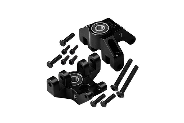 Aluminum 7075 Front Spindle Set (Larger Inner Bearings) For Losi 1:8 LMT 4WD Solid Axle Monster Truck LOS04022 / LMT Mega Truck Brushless LOS04024 / LMT Grave Digger/Son-uva Digger LOS04021 - Black