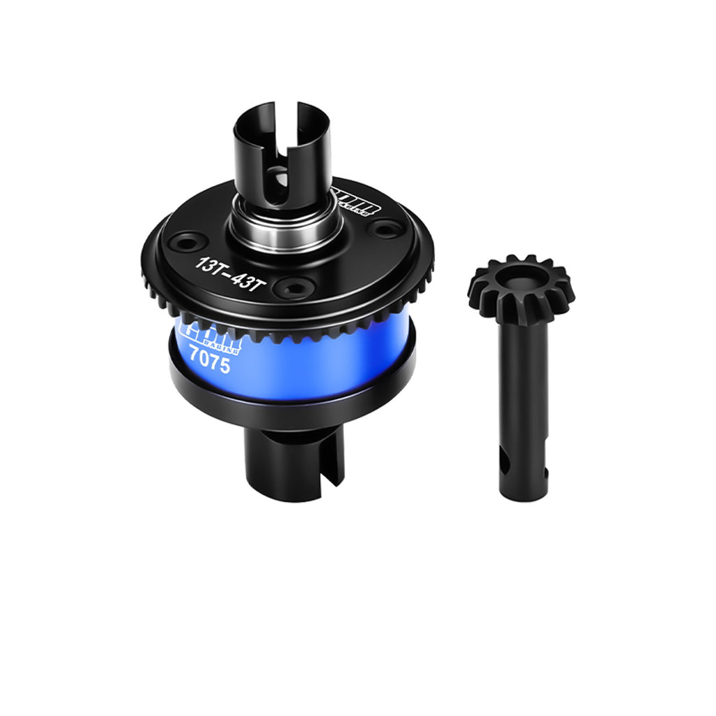 4140 Steel + Aluminum 7075 Alloy Front Or Rear Complete Differential 13/43T/1.0 Mod For LOSI 1/8 LMT 1.0 / 2.0 Solid Axle Monster Truck Upgrades - Blue