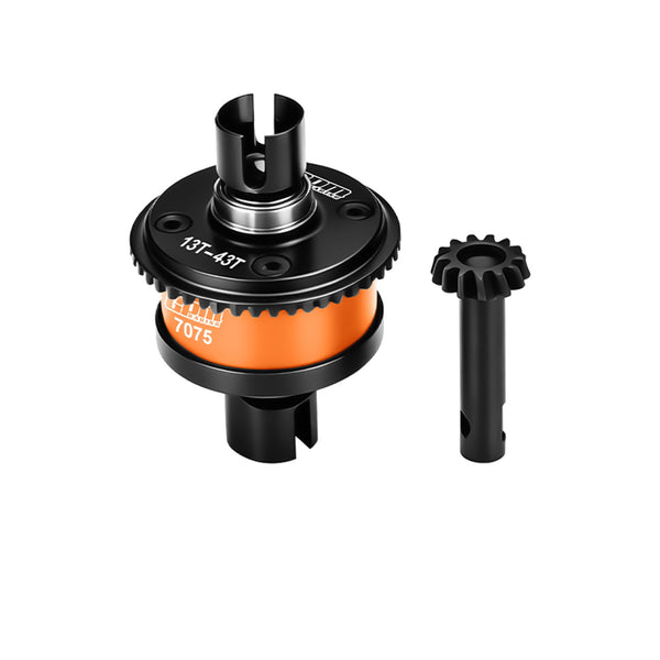 4140 Steel + Aluminum 7075 Alloy Front Or Rear Complete Differential 13/43T/1.0 Mod For LOSI 1/8 LMT 1.0 / 2.0 Solid Axle Monster Truck Upgrades - Orange