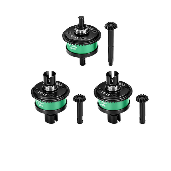 4140 Steel + Aluminum 7075 Alloy Front & Center & Rear Complete Differential 13/43T/1.0 MOD For LOSI 1:8 LMT 1.0 / LMT 2.0 / 1:10 TLR Tuned LMT Solid Axle Monster Truck Upgrades - Green