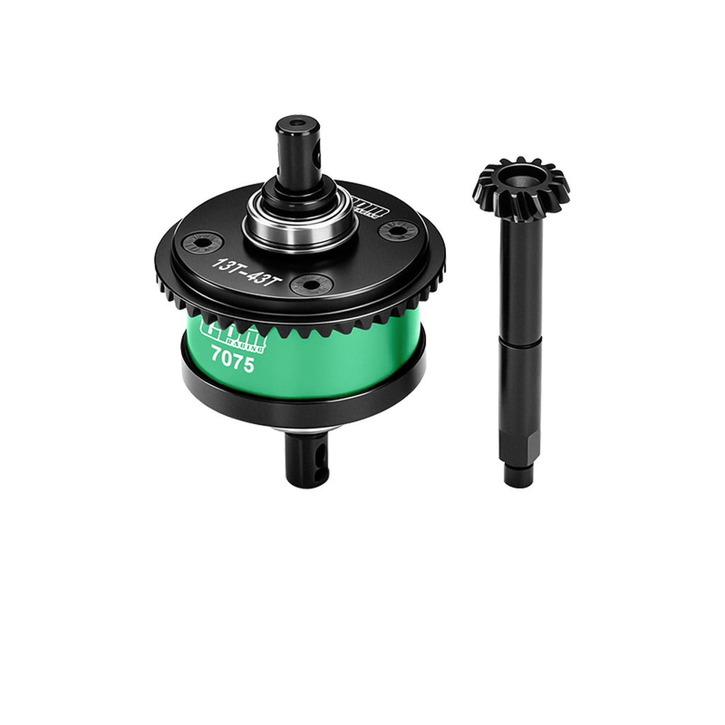 4140 Steel + Aluminum 7075 Alloy Center Complete Differential 13/43T/1.0 Mod For LOSI 1/8 LMT 1.0 / 2.0 Solid Axle Monster Truck Upgrades - Green