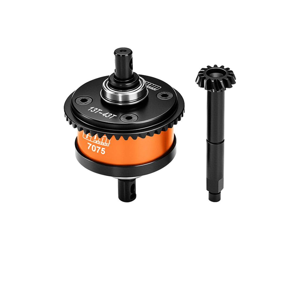 4140 Steel + Aluminum 7075 Alloy Center Complete Differential 13/43T/1.0 Mod For LOSI 1/8 LMT 1.0 / 2.0 Solid Axle Monster Truck Upgrades - Orange