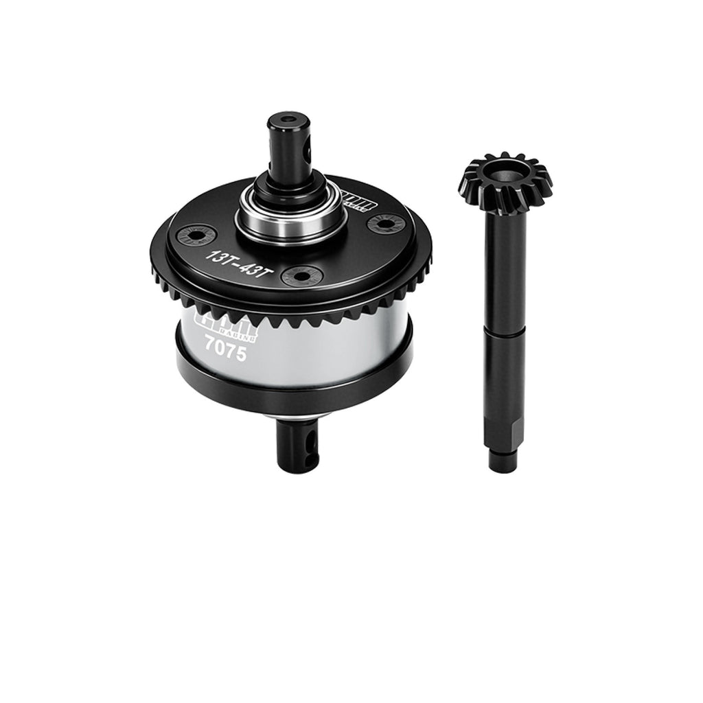 4140 Steel + Aluminum 7075 Alloy Center Complete Differential 13/43T/1.0 Mod For LOSI 1/8 LMT 1.0 / 2.0 Solid Axle Monster Truck Upgrades - Silver