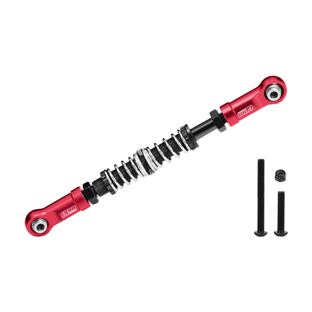 Aluminum 7075-T6 Alloy Servo Steering Link Adjustable Length / Spring Force For Losi 1:8 LMT 1.0 / 2.0 / 1:10 TLR TUNED LMT Monster Truck Upgrades - Red