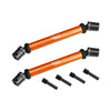 4140 Carbon Steel+Alloy 6061-T6 Front+Rear Universal Center Slider Driveshaft For LOSI 1/8 LMT 2.0 Grave Digger 4X4 Solid Axle Brushless Monster Truck-LOS04028 Upgrades - Orange