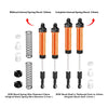 Aluminum 6061-T6 Alloy Front Or Rear Complete Internal Spring Shock (130mm And 134mm) For LOSI 1/8 LMT 2.0 Grave Digger 4X4 Solid Axle Brushless Monster Truck-LOS04028 Upgrades - Orange