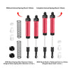 Aluminum 6061-T6 Alloy Front Or Rear Complete Internal Spring Shock (130mm And 134mm) For LOSI 1/8 LMT 2.0 Grave Digger 4X4 Solid Axle Brushless Monster Truck-LOS04028 Upgrades - Red