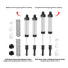 Aluminum 6061-T6 Alloy Front Or Rear Complete Internal Spring Shock (130mm And 134mm) For LOSI 1/8 LMT 2.0 Grave Digger 4X4 Solid Axle Brushless Monster Truck-LOS04028 Upgrades - Silver