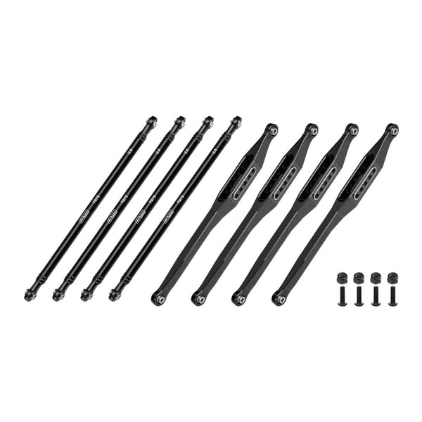 Aluminum 7075-T6 Alloy Upper & Lower Link Bar Set For LOSI 1/8 LMT 2.0 Grave Digger 4X4 Solid Axle Brushless Monster Truck-LOS04028 Upgrades - Black