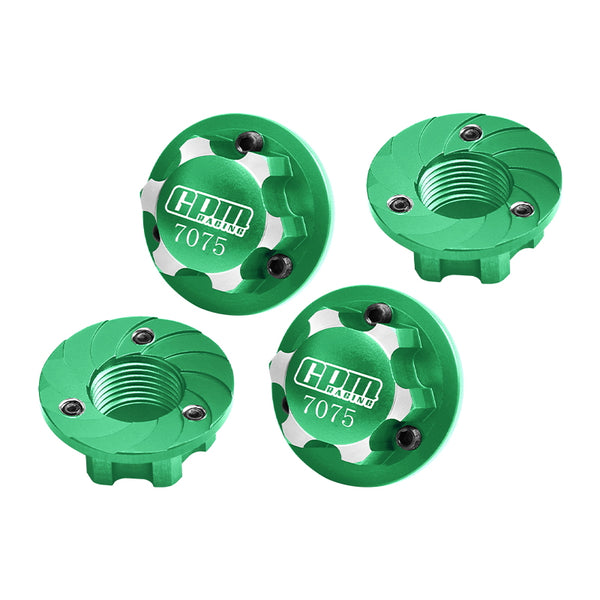 Aluminum 7075 Alloy Wheel Nut 17mm Suitable For LOSI 1/6 8IGHT-X Super Lasernut 4WD Brushless Buggy-LOS04019 & 1/7 1/8 Arrma RC Car Upgrade Parts - Green