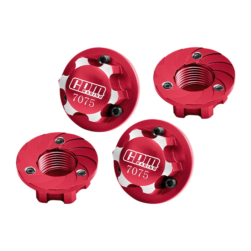 Aluminum 7075 Alloy Wheel Nut 17mm Suitable For LOSI 1/6 8IGHT-X Super Lasernut 4WD Brushless Buggy-LOS04019 & 1/7 1/8 Arrma RC Car Upgrade Parts - Red