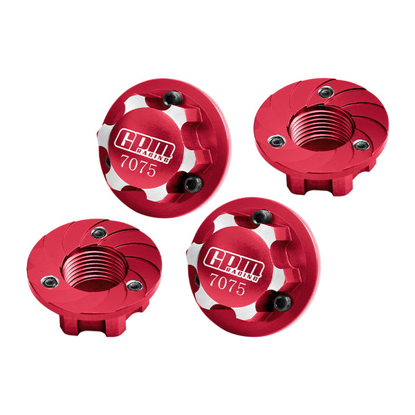Aluminum 7075 Alloy Wheel Nut 17mm Suitable For LOSI 1/6 8IGHT-X Super Lasernut 4WD Brushless Buggy-LOS04019 & 1/7 1/8 Arrma RC Car Upgrade Parts - Red