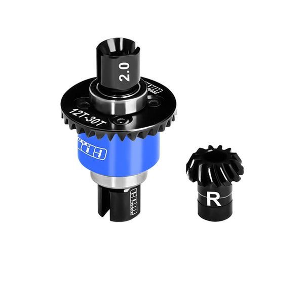 20CrMnTi Steel + Aluminum 7075 Alloy Rear Differential 12/30T 0.8 Mod For Arrma 1/16 Mini Kraton 3S Speed Truck Upgrades - Blue
