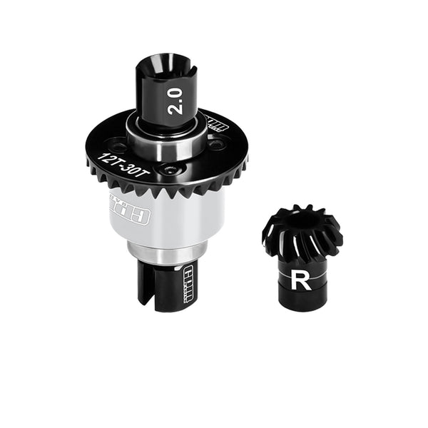 20CrMnTi Steel + Aluminum 7075 Alloy Rear Differential 12/30T 0.8 Mod For Arrma 1/16 Mini Kraton 3S Speed Truck Upgrades - Silver