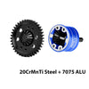 20CrMnTi Steel + Aluminum 7075 Alloy Complete Center Differential 38T 0.8 Mod & Motor Plate & Pinion Gear 15T For Arrma 1/16 Mini Kraton 3S Speed Truck Upgrades - Blue