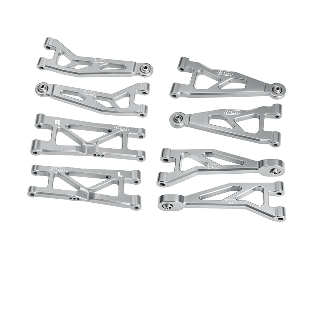 Aluminum 7075-T6 Alloy Front & Rear Suspension Arms Kit For Arrma 1/16 Mini Kraton 3S Speed Truck-ARA2508 Upgrades - Silver