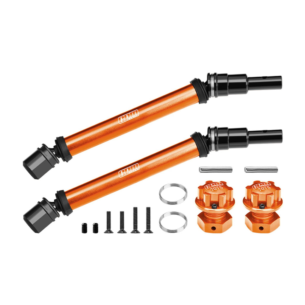 4140 Carbon Steel+Alloy Front Or Rear Adjustable CVD Drive Shaft With Wheel Hex & Wheel Nut 17mm For Arrma 1:10 KRATON 4S BLX-ARA102690 / OUTCAST 4S BLX-ARA102692 Upgrades - Orange