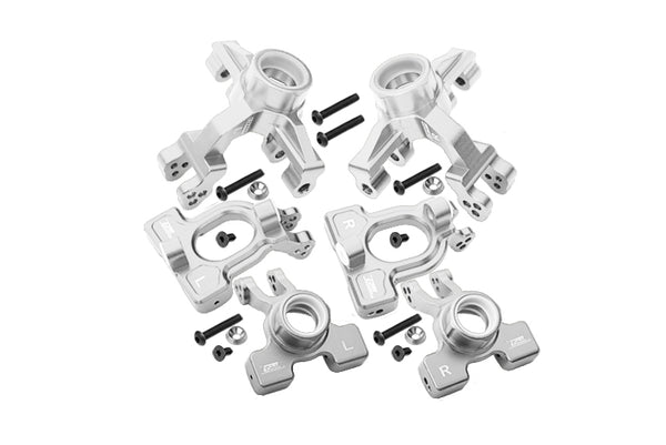 Arrma 1/10 KRATON 4S BLX Aluminum Front C-Hubs + Front & Rear Knuckle Arms - 20Pc Set Silver