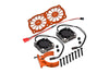 Aluminum 7075-T6 Motor Heatsink With Dual Metal Frame Cooling Fan And Adjustable Mount For 1:5 Arrma KRATON 8S BLX / OUTCAST 8S BLX / Traxxas X MAXX 6S / X MAXX 8S / 1:7 XO-01 - Orange