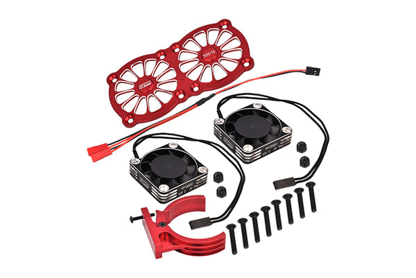 Aluminum 7075-T6 Motor Heatsink With Dual Metal Frame Cooling Fan And Adjustable Mount For 1:5 Arrma KRATON 8S BLX / OUTCAST 8S BLX / Traxxas X MAXX 6S / X MAXX 8S / 1:7 XO-01 - Red