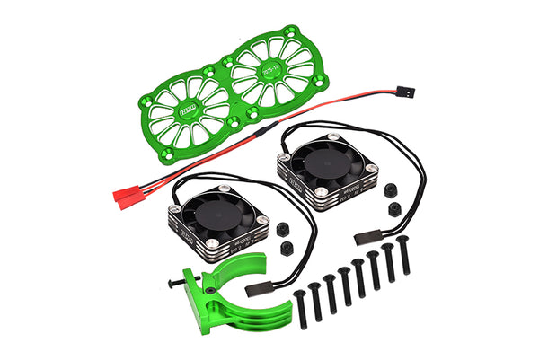 Aluminum 7075-T6 Motor Heatsink With Dual Metal Frame Waterproof Cooling Fan And Adjustable Mount For 1:5 Arrma KRATON 8S BLX/OUTCAST 8S BLX/Traxxas X-Maxx 6S / X-Maxx 8S / 1:7 XO-01 - Green