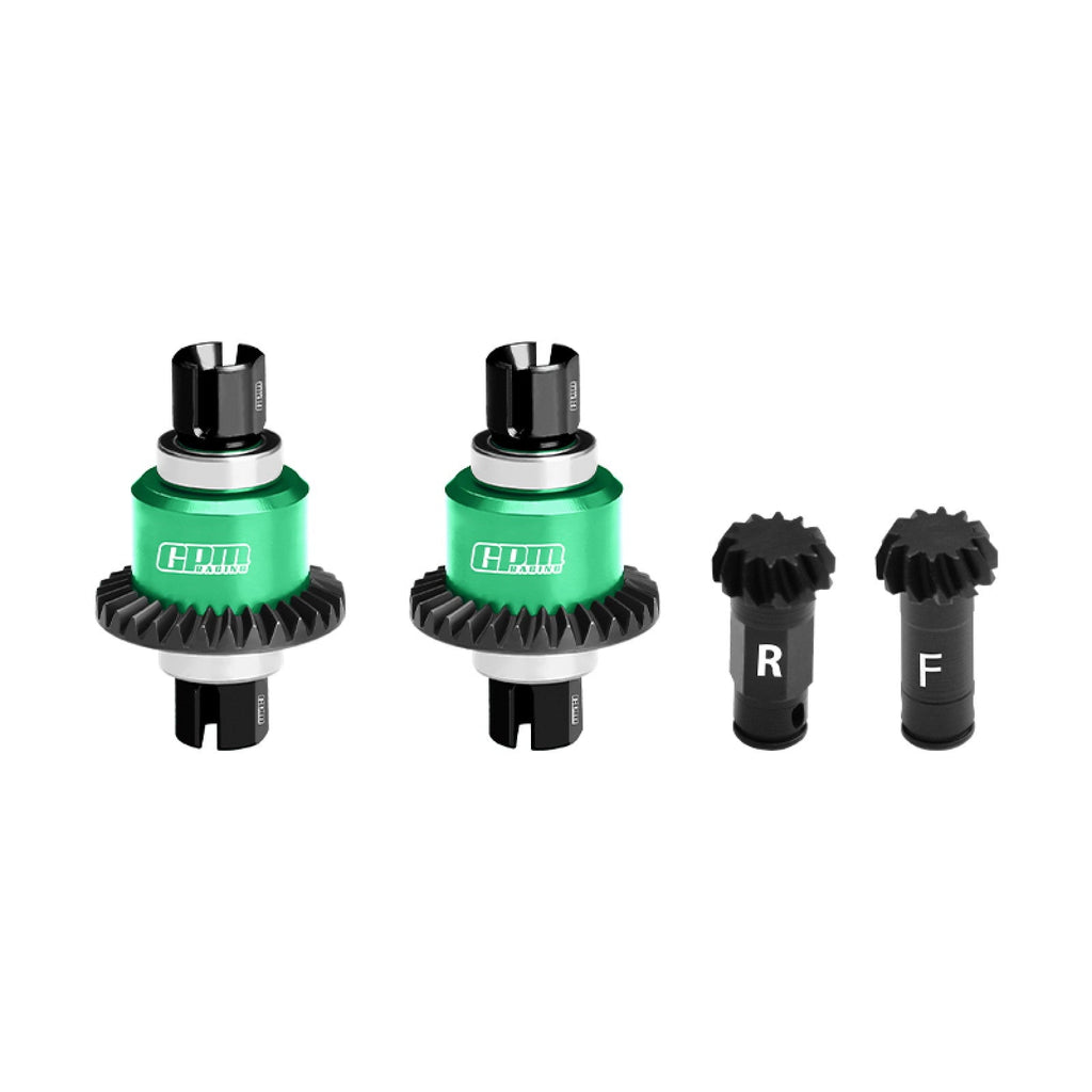 4140 CARBON STEEL + Aluminum 7075 ALLOY FRONT & REAR DIFFERENTIAL GEAR SET 12/30T For Arrma 1:18 GRANITE GROM / 1:14 TYPHON GROM / 1:16 MOJAVE GROM / QUAKE GROM / GORGON GROM - Green