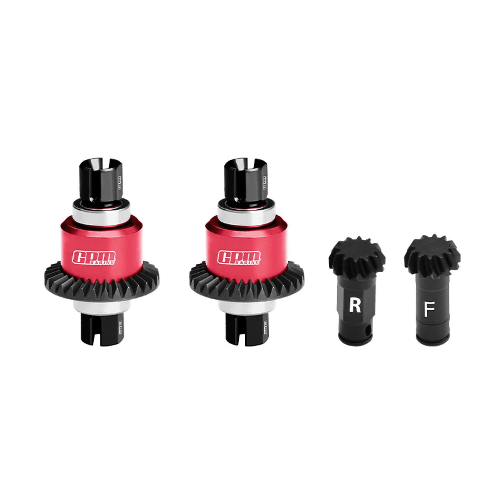 4140 CARBON STEEL + Aluminum 7075 ALLOY FRONT & REAR DIFFERENTIAL GEAR SET 12/30T For Arrma 1:18 GRANITE GROM / 1:14 TYPHON GROM / 1:16 MOJAVE GROM / QUAKE GROM / GORGON GROM - Red