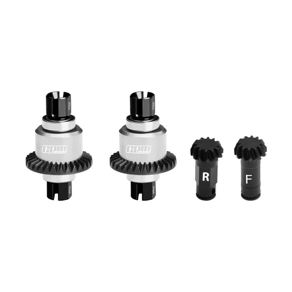 4140 CARBON STEEL + Aluminum 7075 ALLOY FRONT & REAR DIFFERENTIAL GEAR SET 12/30T For Arrma 1:18 GRANITE GROM / 1:14 TYPHON GROM / 1:16 MOJAVE GROM / QUAKE GROM / GORGON GROM - Silver