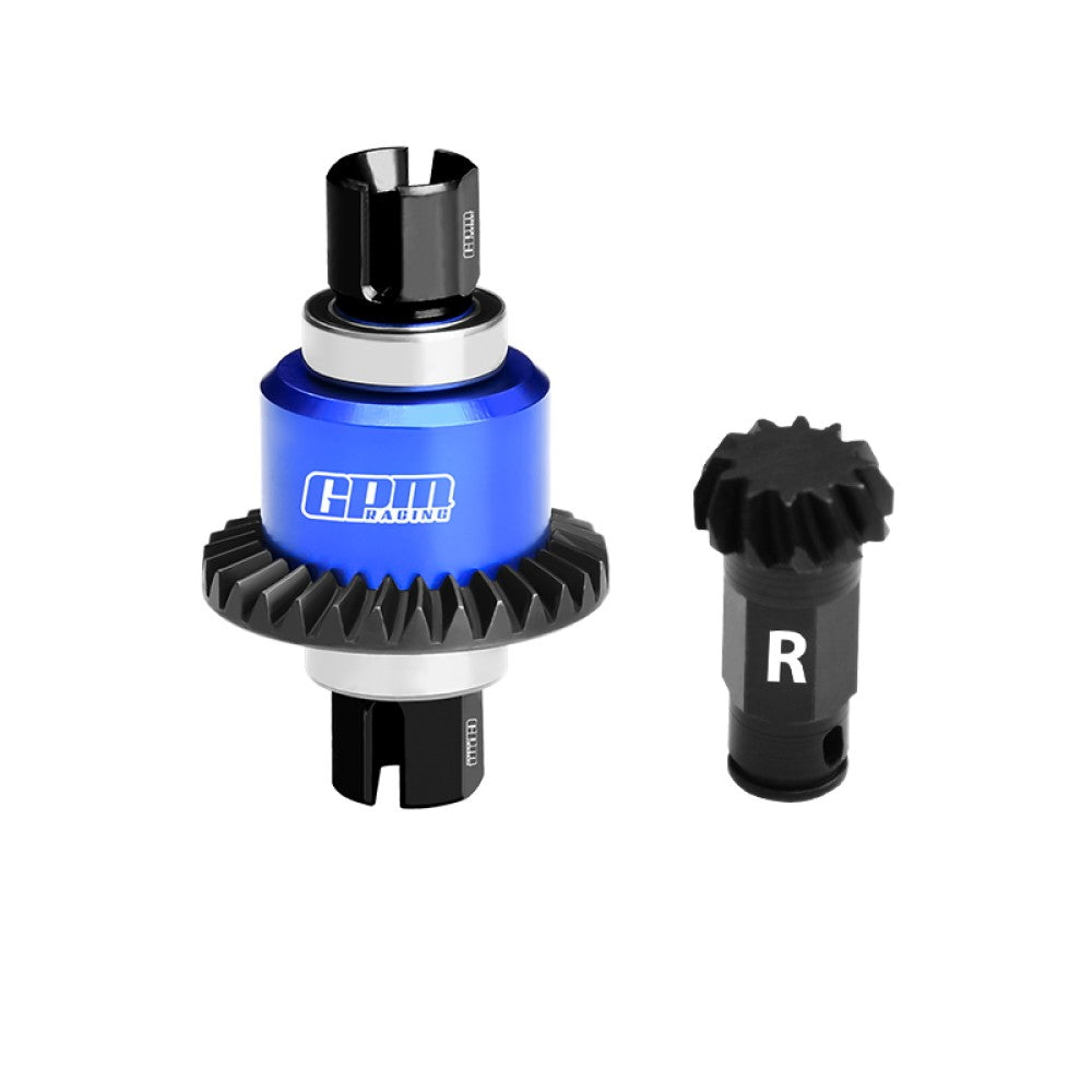 4140 Carbon Steel + Aluminum 7075 Alloy Rear Differential Gear Set 12/30T For Arrma 1:18 GRANITE GROM / 1:16 MOJAVE GROM / 1:14 TYPHON GROM - Blue