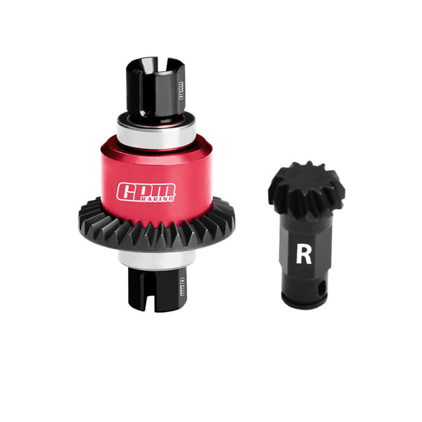 4140 Carbon Steel + Aluminum 7075 Alloy Rear Differential Gear Set 12/30T For Arrma 1:18 GRANITE GROM / 1:16 MOJAVE GROM / 1:14 TYPHON GROM - Red