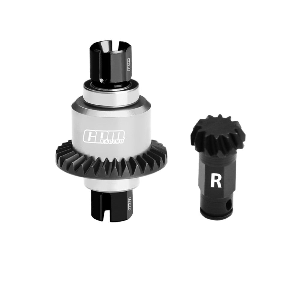 4140 Carbon Steel + Aluminum 7075 Alloy Rear Differential Gear Set 12/30T For Arrma 1:18 GRANITE GROM / 1:16 MOJAVE GROM / 1:14 TYPHON GROM - Silver