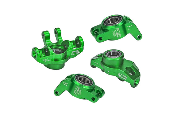 Aluminum 7075 Front Steering Block + Rear Hub (Larger Inner Bearings) For Arrma 1/18 GRANITE GROM MEGA 380 Brushed 4X4 Monster Truck ARA2102 - Green