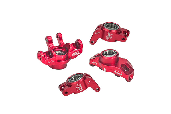 Aluminum 7075 Front Steering Block + Rear Hub (Larger Inner Bearings) For Arrma 1/18 GRANITE GROM MEGA 380 Brushed 4X4 Monster Truck ARA2102 - Red