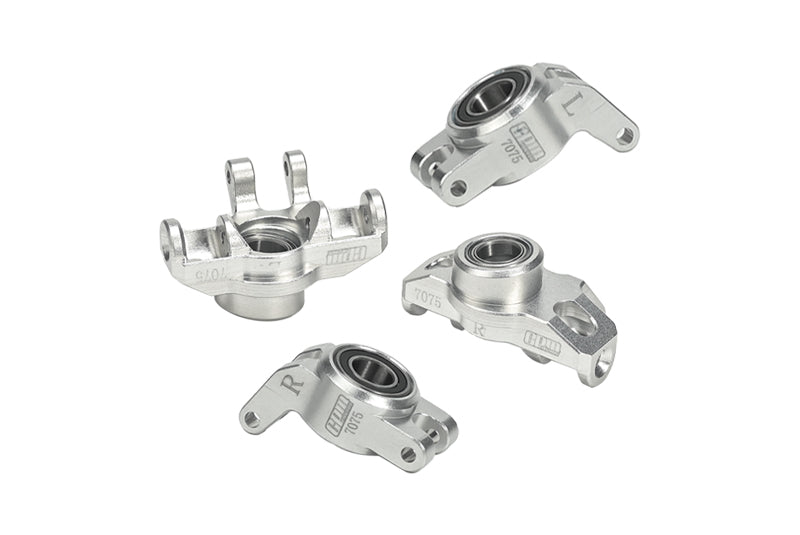 Aluminum 7075 Front Steering Block + Rear Hub (Larger Inner Bearings) For Arrma 1/18 GRANITE GROM MEGA 380 Brushed 4X4 Monster Truck ARA2102 - Silver