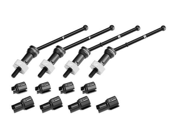 Aluminum 4140 Carbon Steel Front & Rear CVD Drive Shafts With Alloy 7075 Wheel Hex (Pins Thickened 2mm) For Arrma 1:18 GRANITE GROM / 1:14 TYPHON GROM Small Scale Buggy Upgrades - Silver