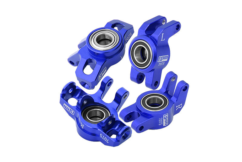 Aluminum 7075 Alloy Front Steering Block + Rear Hub (Larger Inner Bearings) For Arrma 1/14 MOJAVE GROM MEGA 380 BRUSHED 4X4 SMALL SCALE DESERT TRUCK RTR-ARA2104 Upgrades - Blue